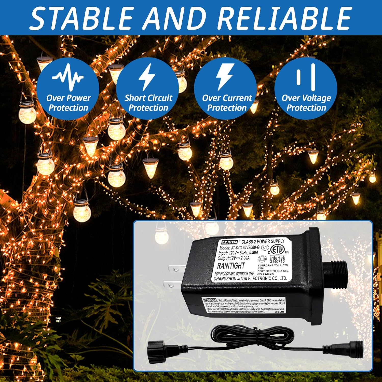 12V 2A Class 2 Power Supply Replacement LED Transformer IP44 LED Light Controller Low Voltage Transformer for Christmas String Light Inflatable Device (12V24W 1PC) image 3