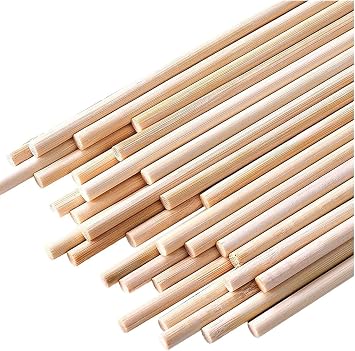 40pc Round Long Wooden Dowels Sticks 15cm for Crafts, Cake Dowels, Home Décor, DIY Projects, and Much More (15 cm, Pack of 40)