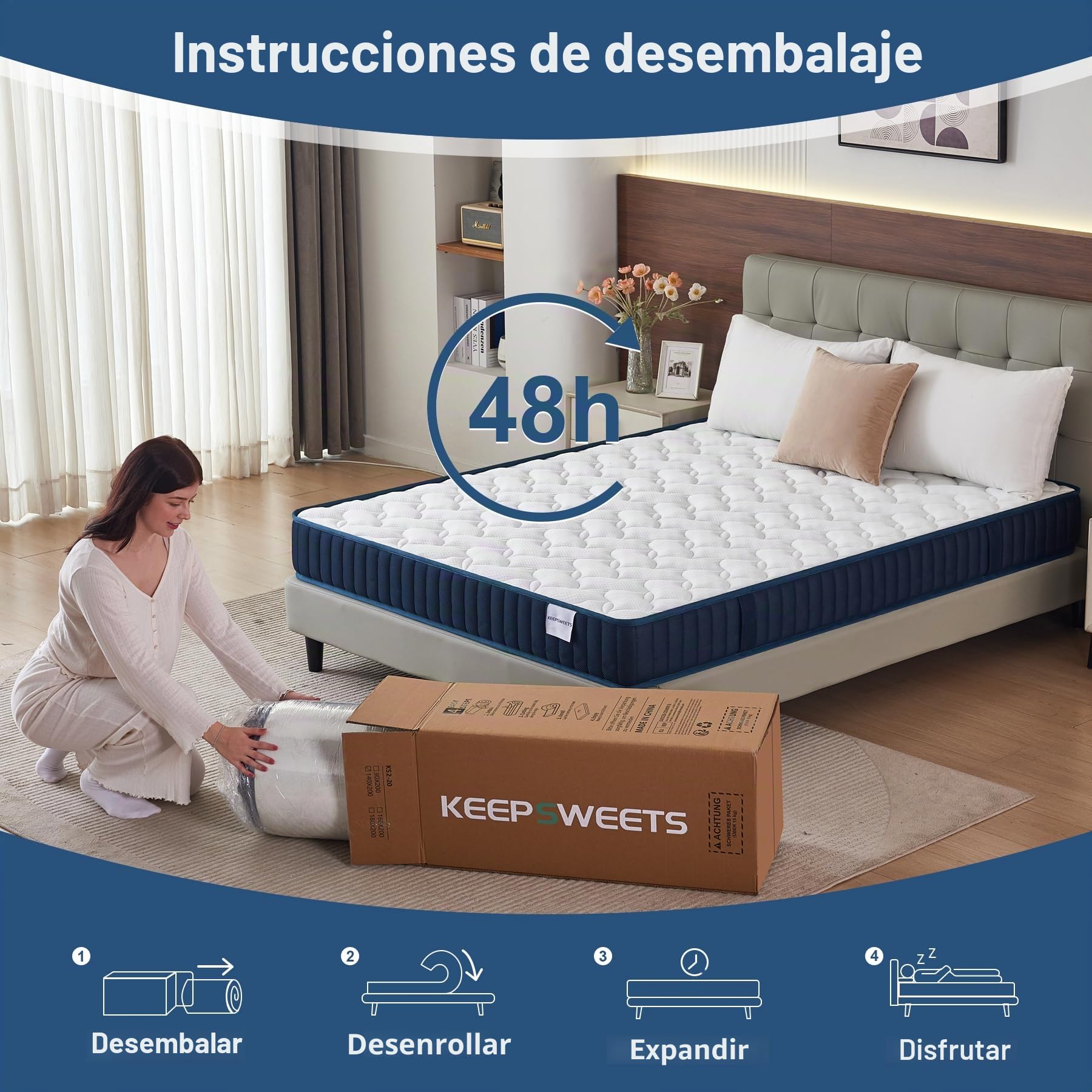 Colchón de 140 x 200 grados de dureza H3 de espuma fría y espuma viscoelástica de 16 cm de altura para adultos colchón de espuma fría se envía por paquete