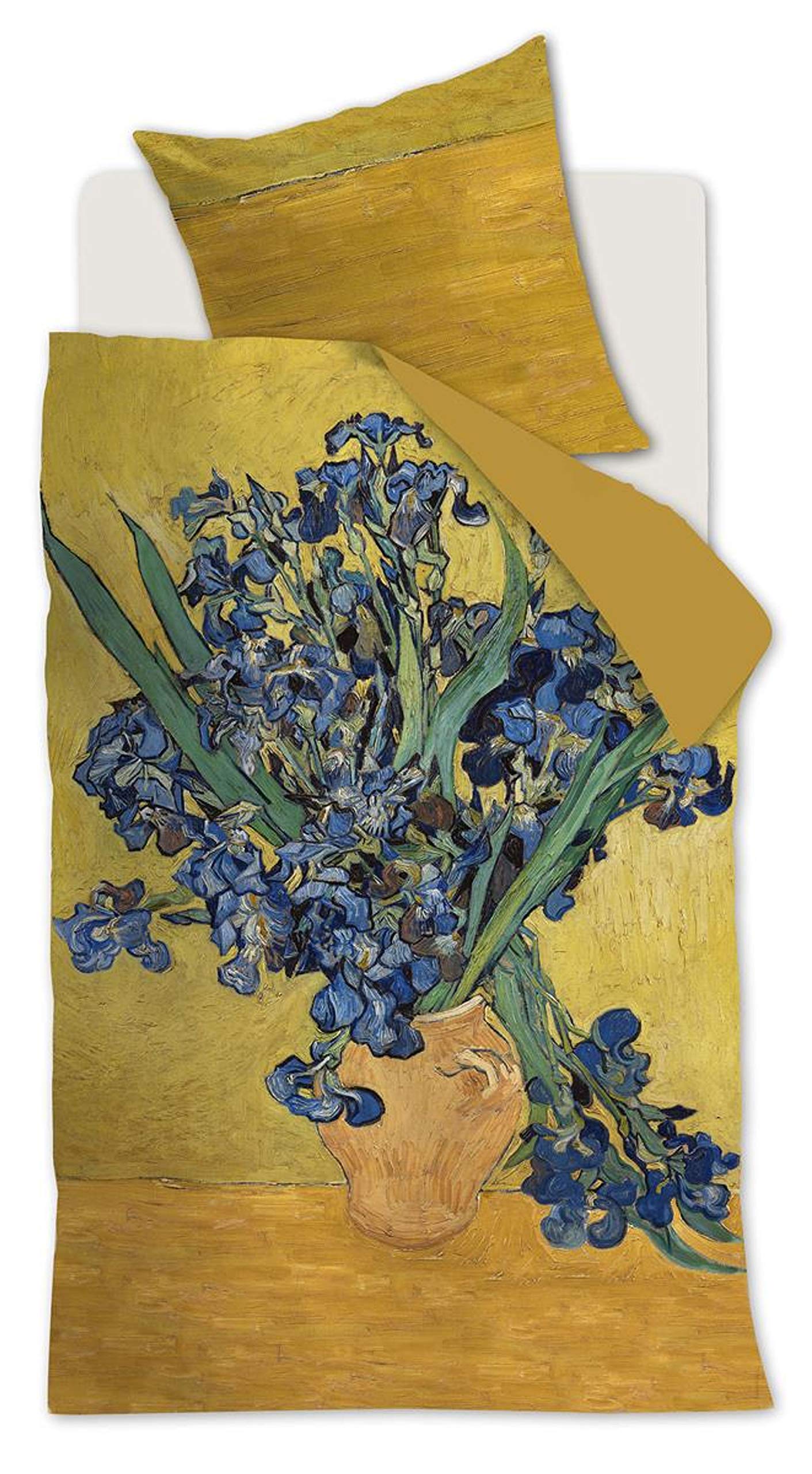 Beddinghouse Mako Satin Bettwäsche 2 teilig Bettbezug 135 x 200 cm Kopfkissenbezug 80 x 80 cm Irises 197149 Gelb