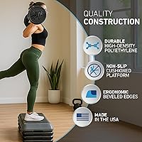 Vista 5 de La Plataforma de Ejercicio STEP Original, Escalón de Tamaño de Gimnasio para Ejercicio en Casa con 4 Elevadores Apilables para Ajustes de Altura