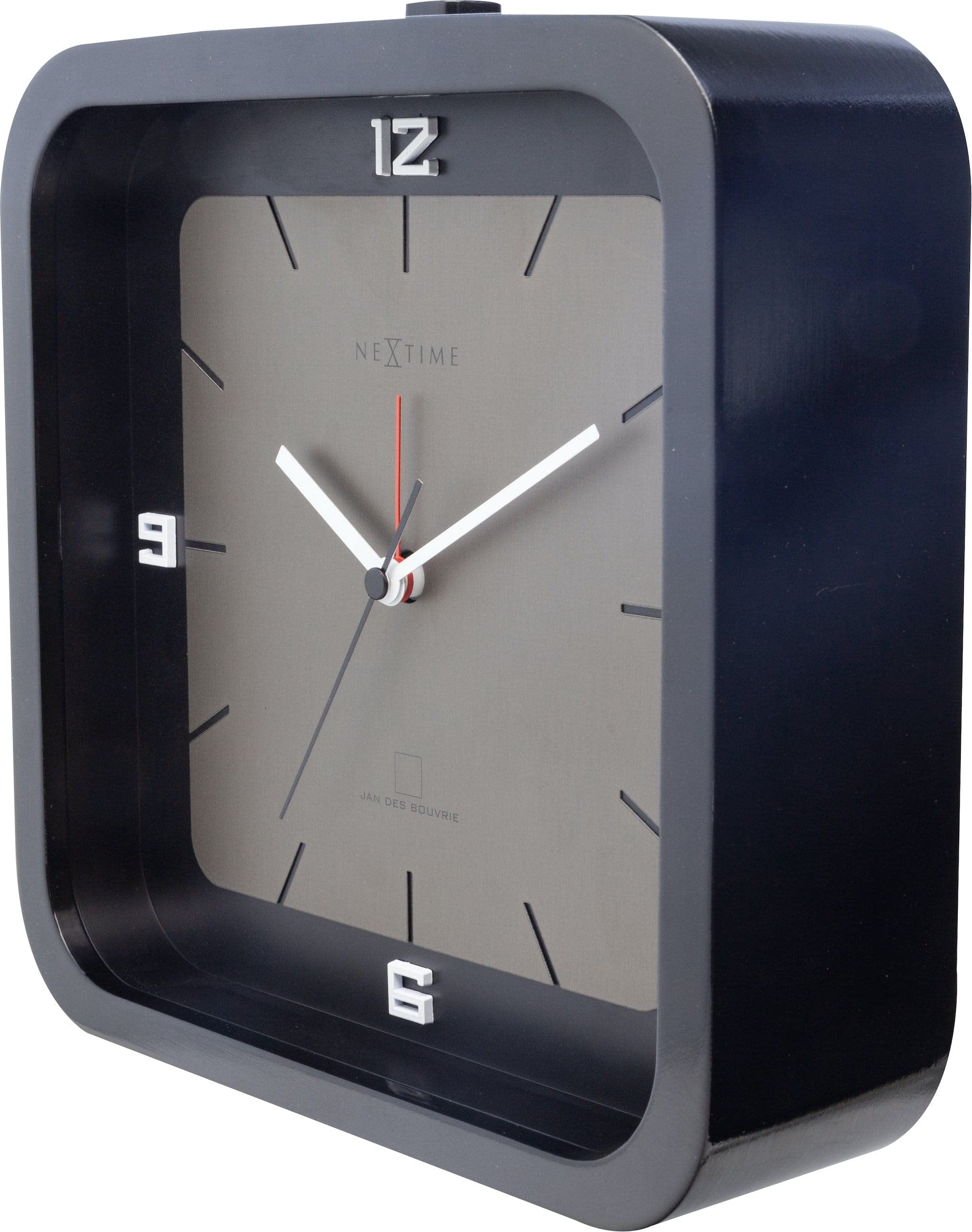 NeXtime Square Alarm Tischuhren, Metall und Kunststoff, Schwarz, 20 x 20 x 6 cm
