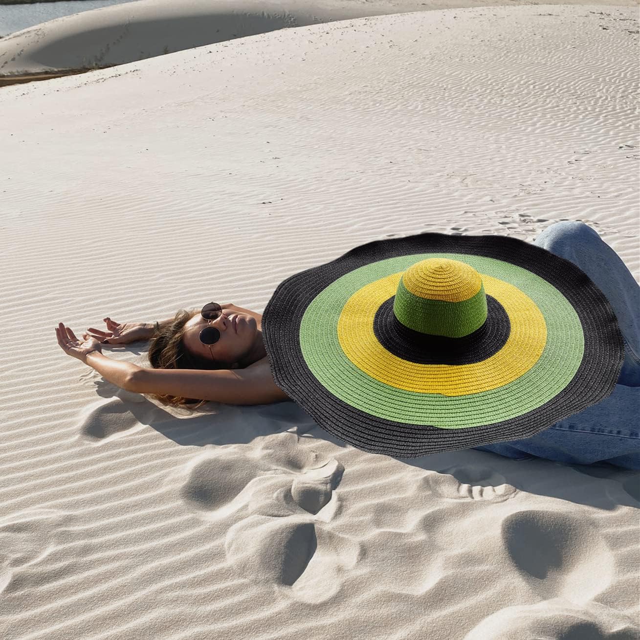 Oversized Beach Hat for Women, Large Wide Brim Packable Floppy Sun Straw Hats Foldable,Handmade Summer Big Beach Hat - Image 3