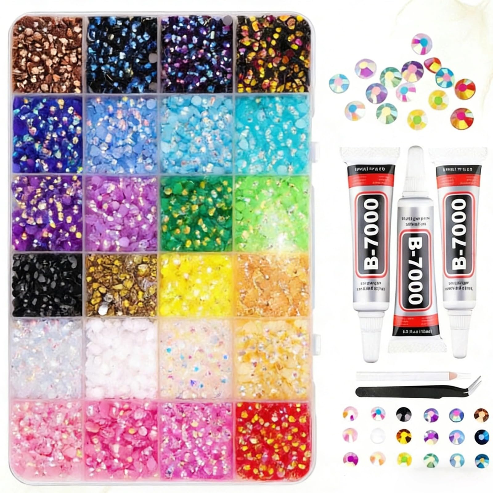 11760Pcs Blue Craft Rhinestones with B7000 Jewelry Glue, Multi-Size 3/4/5/6mm Resin Gems, Bedazzling Kit for DIY, Shoes, Cups, Fabric & Nail Art — view 7