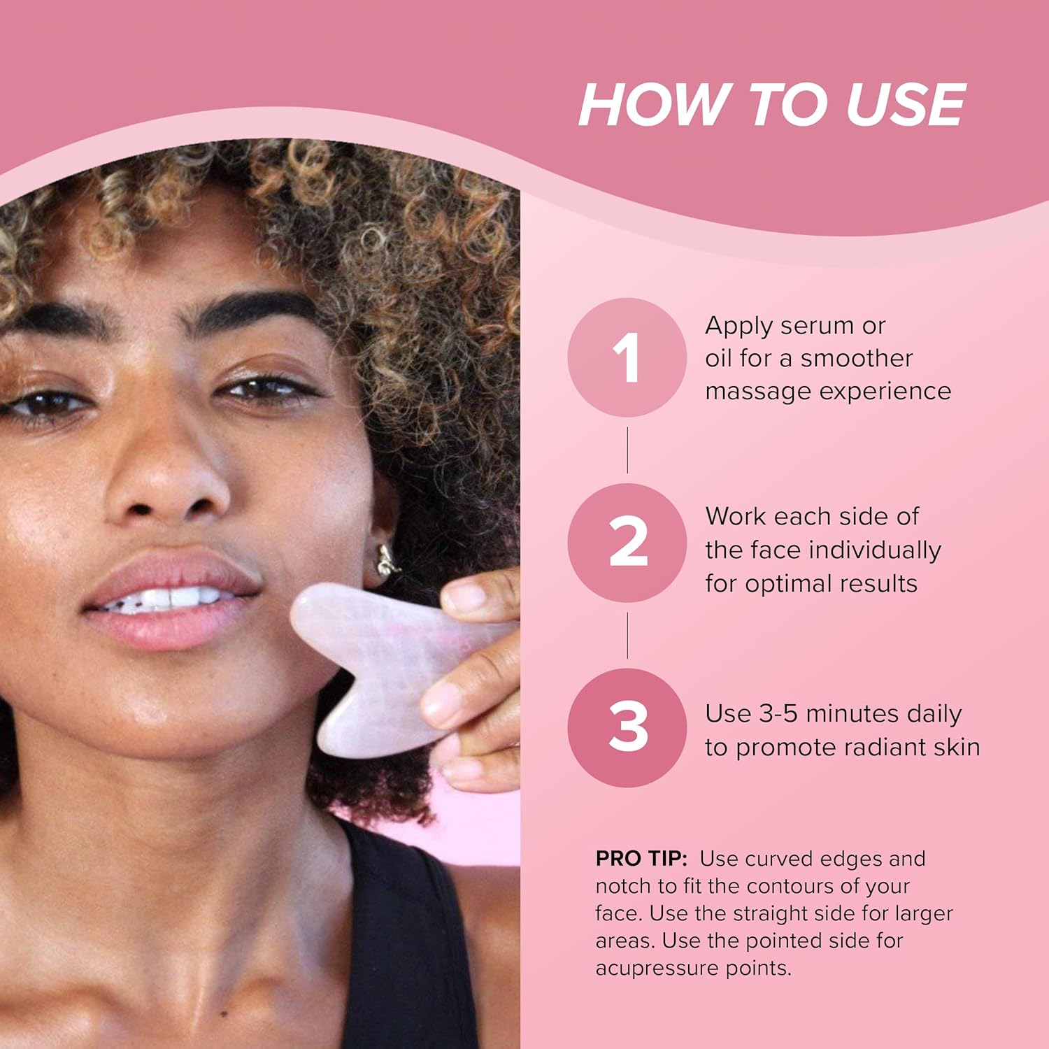 SKIN GYM Rose Quartz Sculpty Heart Gua Sha Tool, Heart-Shaped Facial Massage Tool for Sculpting and Relaxation