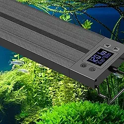 Luz de aquário de 30 a 45 cm, espectro completo com temporizador, suporte extensível de ligar/desligar automático, luz de planta de aquário para aquário plantado em água doce, nascer do sol, pôr do