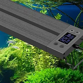 Luz de aquário de 30 a 45 cm, espectro completo com temporizador, suporte extensível de ligar/desligar automático, luz de planta de aquário para aquário plantado em água doce, nascer do sol, pôr do
