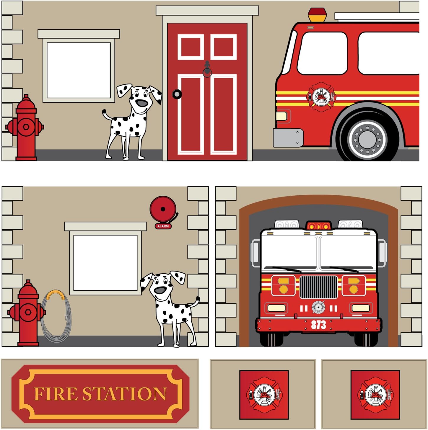 DHP Fire Department Design Curtain Set for Junior Loft Bed, Kids Furniture, Blue