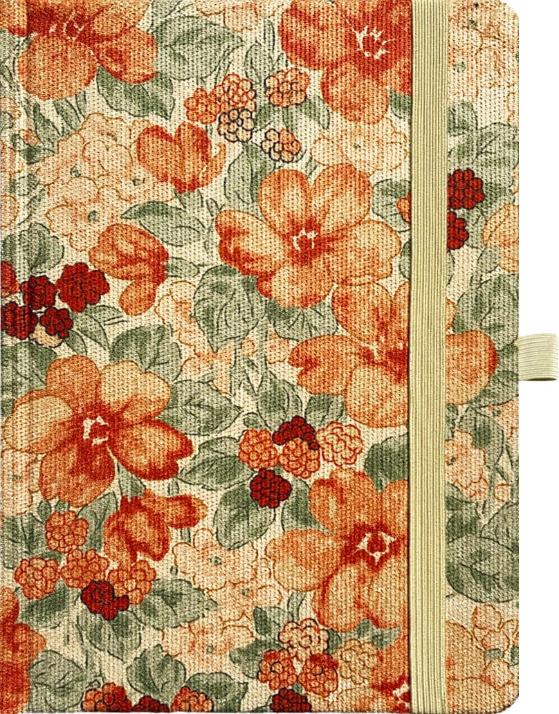 ipoul Writing Journal for Women, Cute Notebook, Lined Paper, A5, 6"x8", Hardcover, Lay-flat, Camellia Flower, Orange — image 1