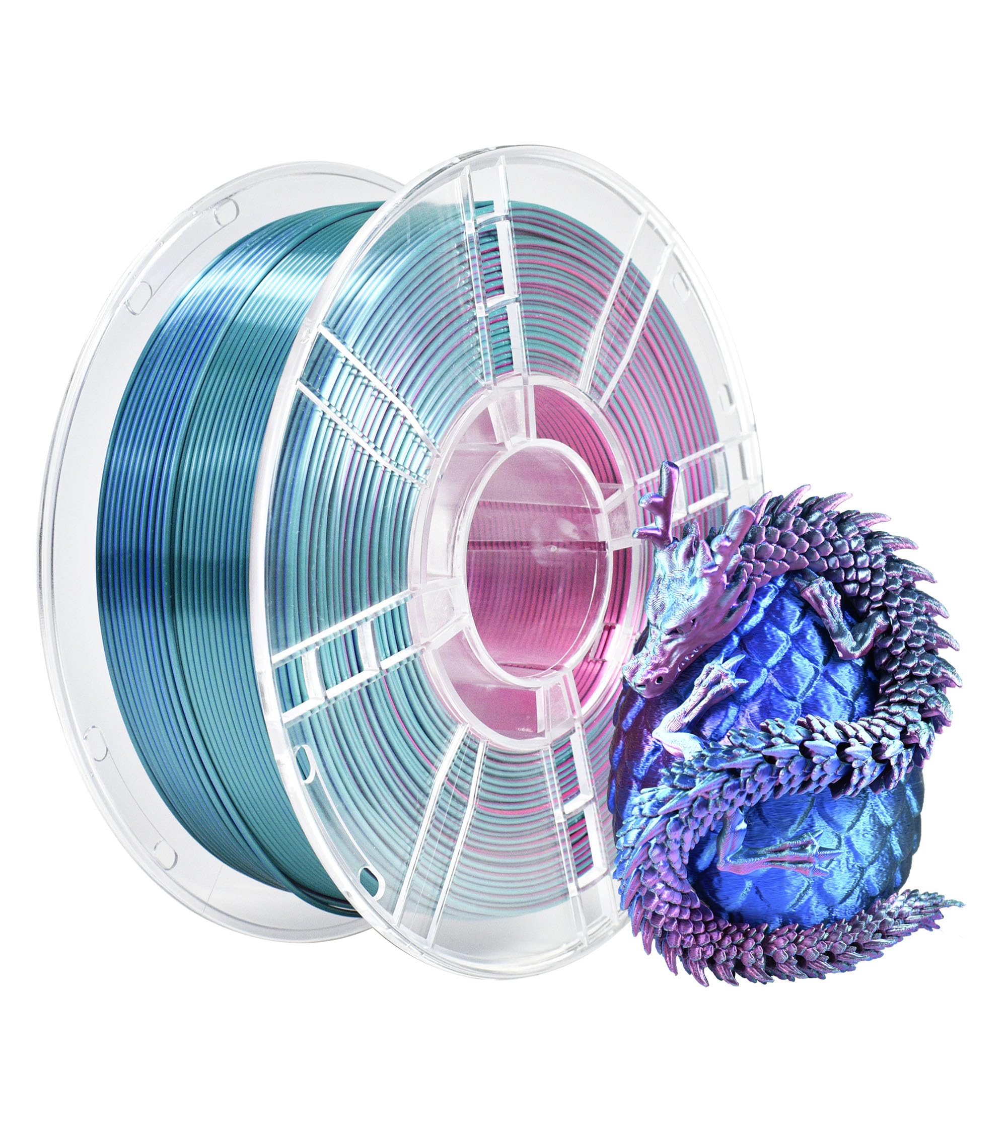 iBOSS Filamento de seda PLA Plus de 1,75 mm, filamento PLA Plus para impresora 3D +/-0,02 mm, bobina de 1 kg/bobina, acabado brillante, rojo seda, azul y cian