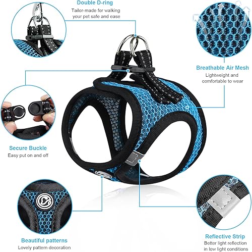 Miniatura 6 de XXS - Arnés para perros pequeños, arnés de malla de aire suave para cachorros, arnés para perros pequeños, arnés para perro pequeño, arnés sin