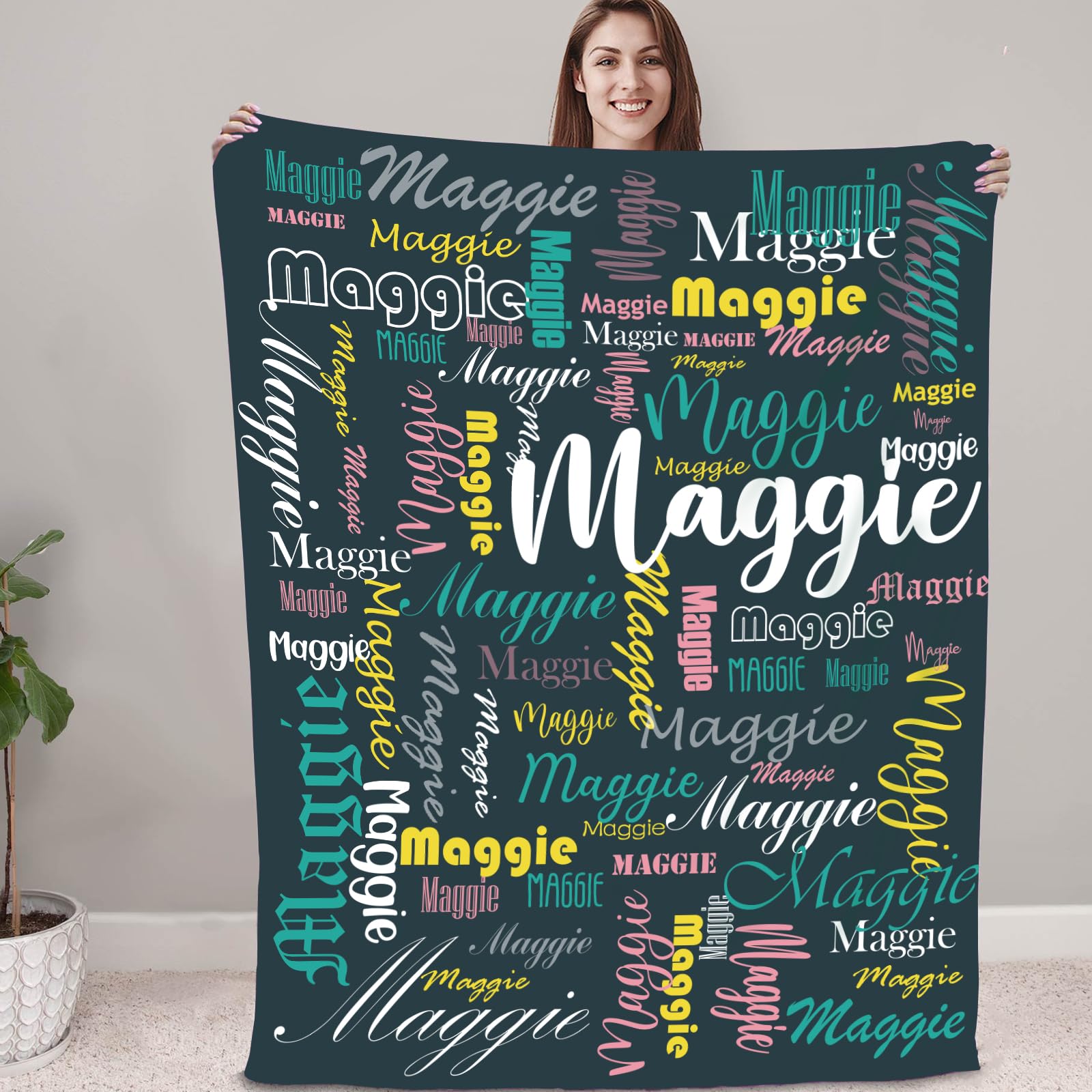 papasgix Personalised Baby Blanket with Name, Customised Baby Name Blanket, Soft Flannel Throw Sofa Blanket Personalised Gifts for Boys Girls