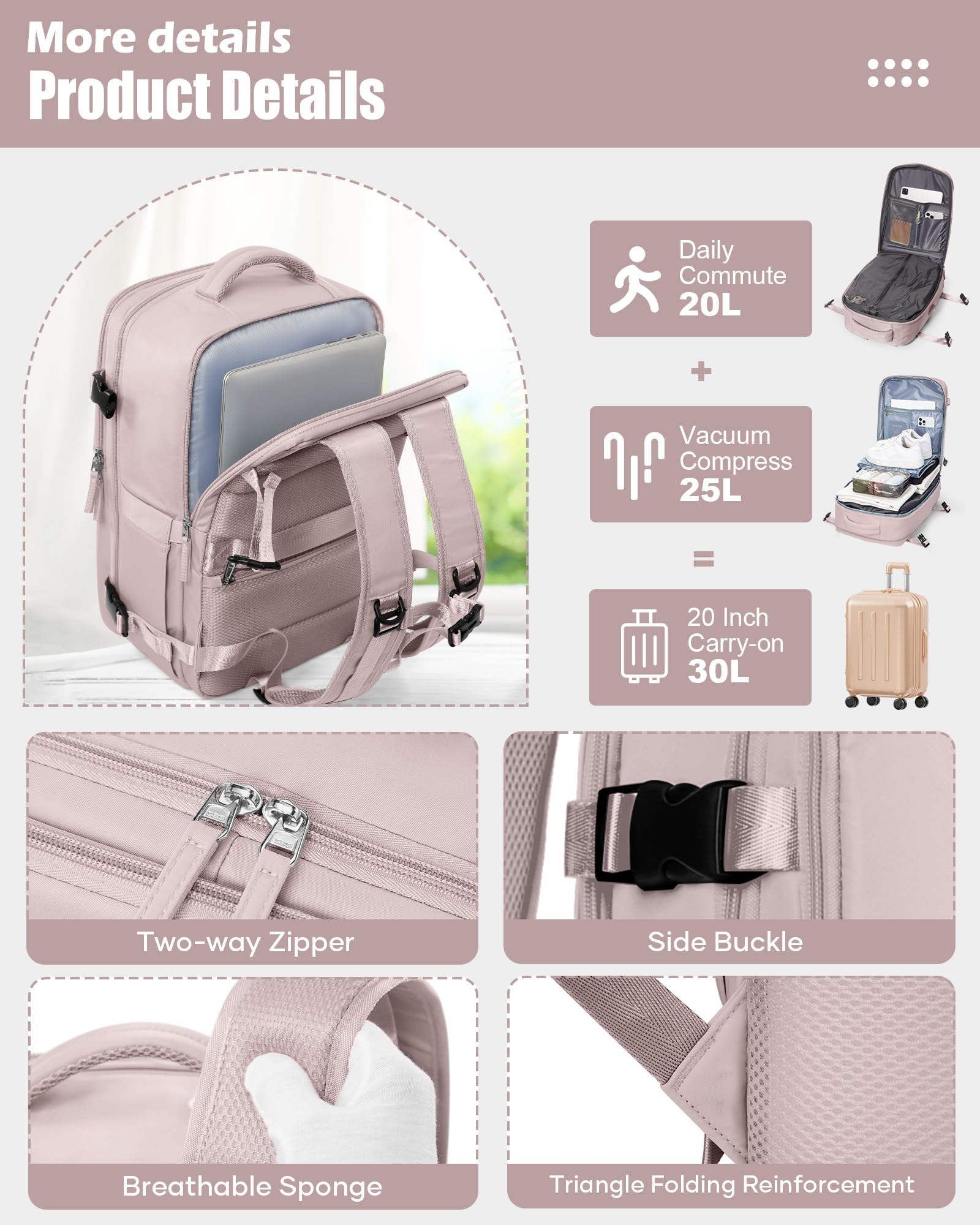 SZLX Mochila al Vacio con Bomba Mochilas Viaje Cabina Avion 40x30x20 Ryanair Vueling Wizzair Equipaje de Mano 40x20x25 Bolsas de Viaje Mujer Maletas 45x36x20 Easyjet Mochila Portátil con USB Hombre | Equipaje cabina 40x30x20 vacío para Ryanair Wizz air vo