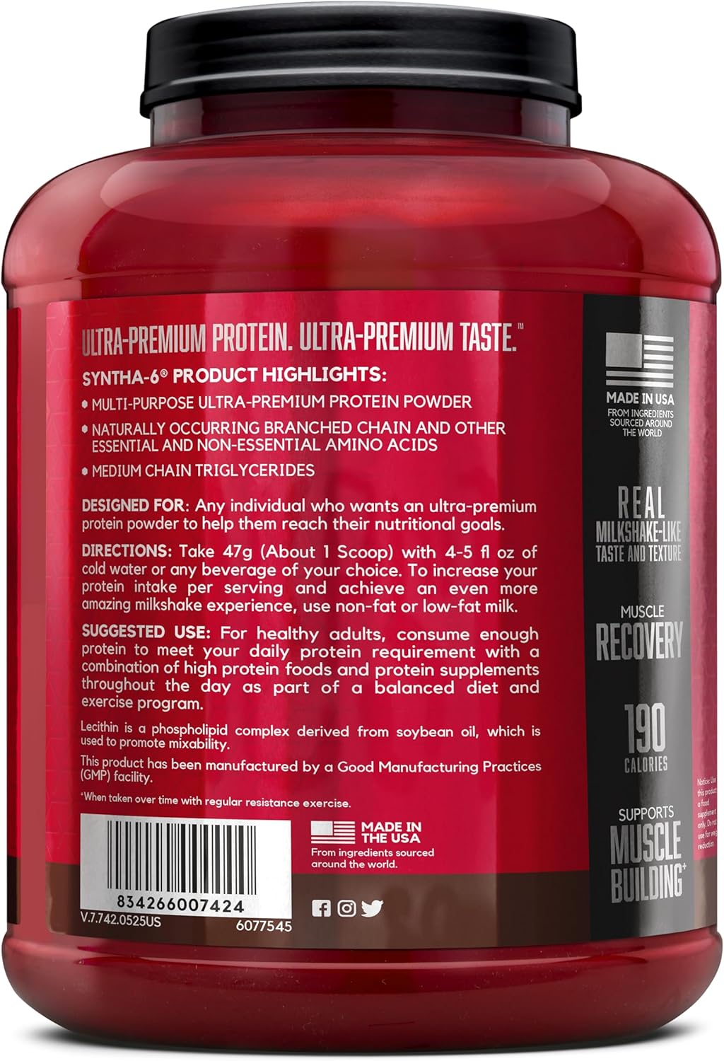 BSN SYNTHA-6 Whey Protein Powder, Micellar Casein, Milk Protein Isolate Powder, Chocolate Cake Batter, 48 Servings (Package May Vary)