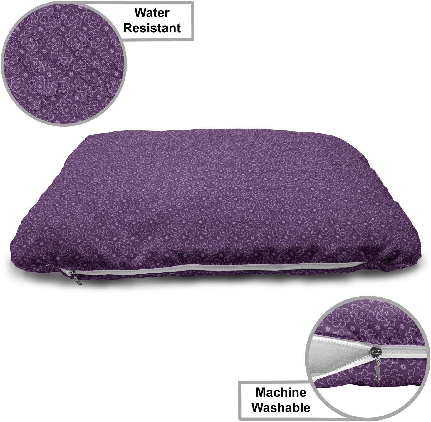 review Lunarable Atom Pet Bed, Monochrome Chemical Elements Stars Astronomy Motifs Repetitive in Purple Tones, Chew Resistant Pad for Dogs and Cats Cushion with Removable Cover, 24