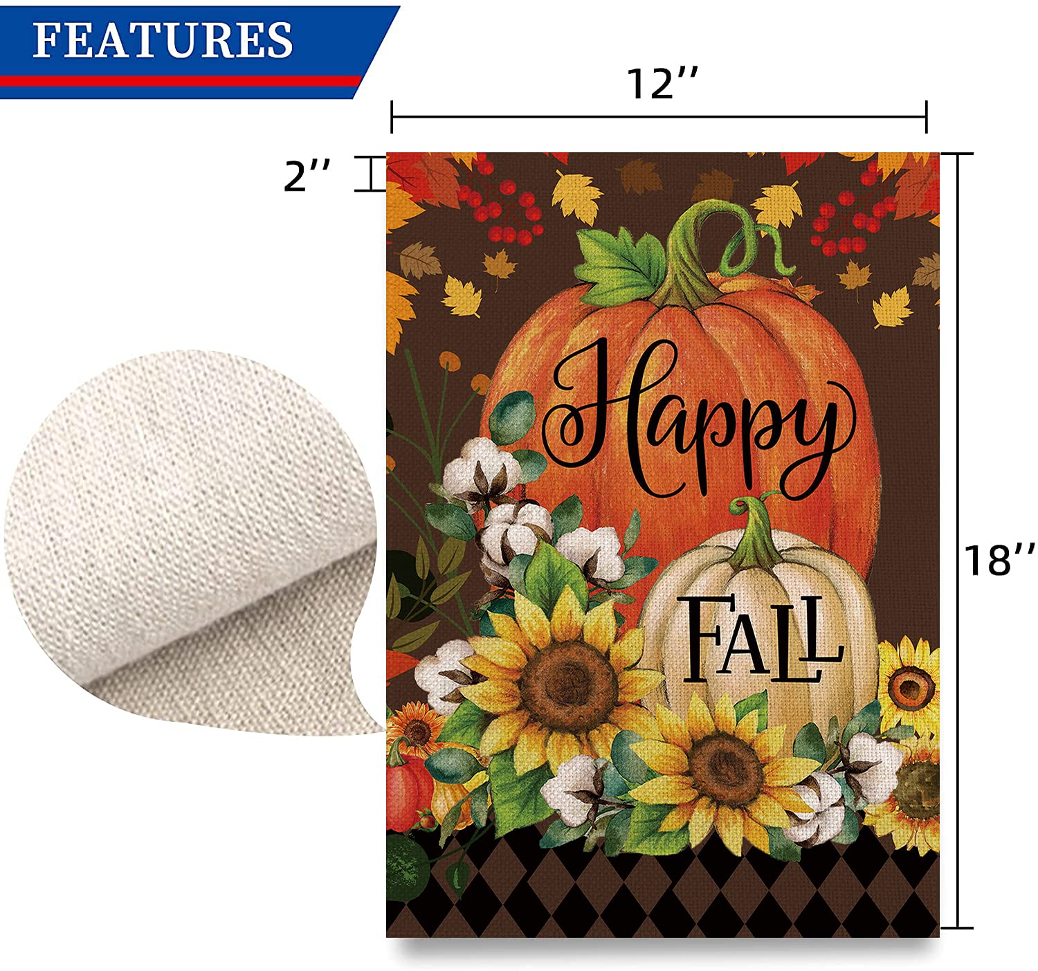 Drapeau De Jardin Happy Fall - 30,5 X 45,7 Cm - Double Face