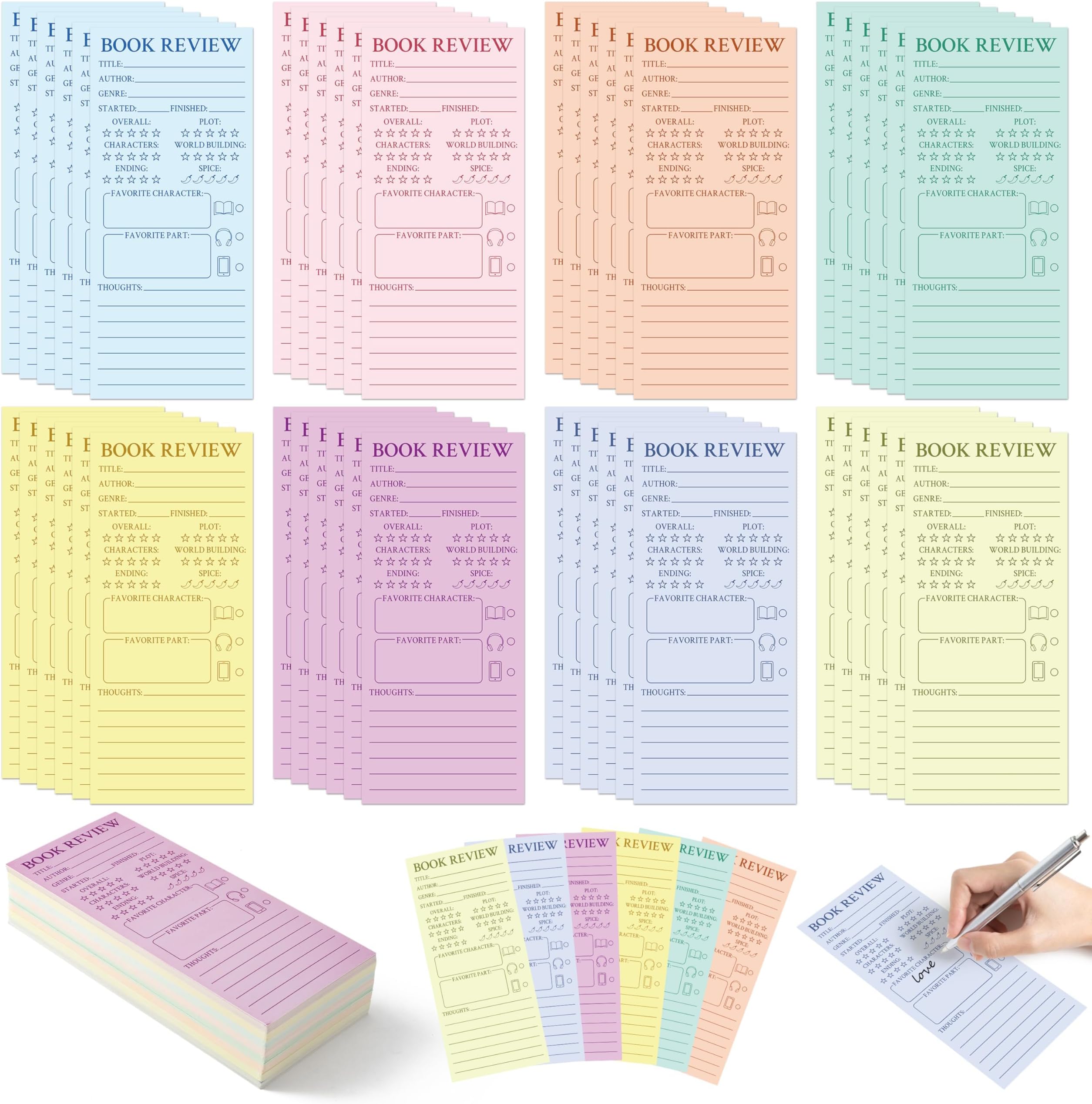 3 x 8 inch Reading List Bookmark 50 Pcs Brown Bookmark for