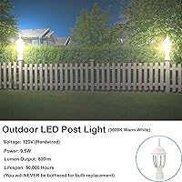 Vista 4 de LIT-PaTH Accesorio de iluminación LED para exteriores, farol de poste, 9.5 W, 800 lúmenes, blanco cálido de 3000 K, carcasa de aluminio más vidrio