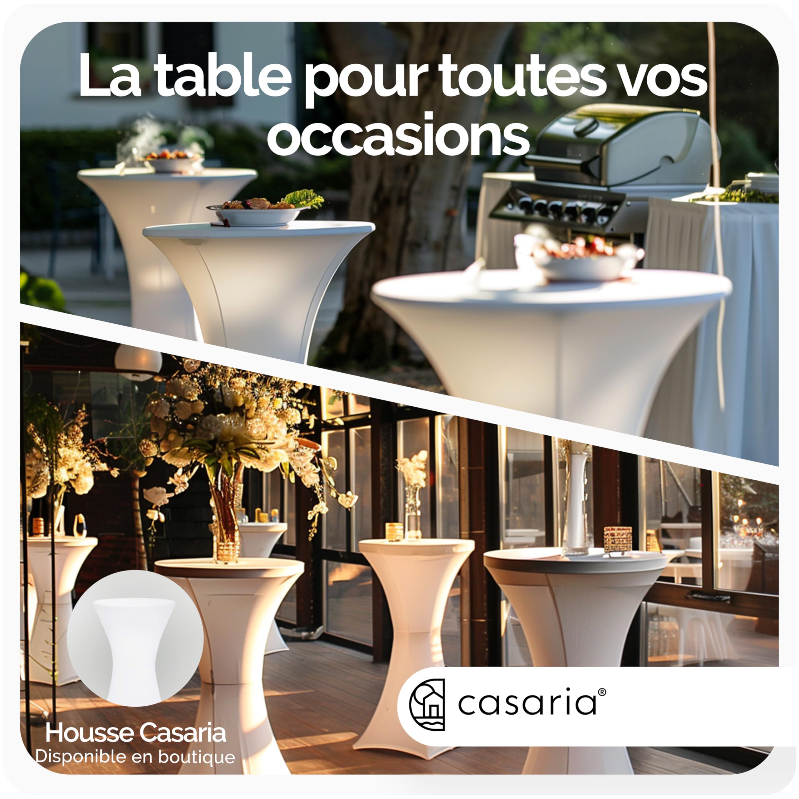 Casaria® Table Haute Pliante Blanche Table de Bar Ø 60cm Mange-Debout Rond Table de bistrot Jardin terrasse Balcon