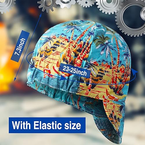 Miniatura 3 de Jexine 8 gorras de soldadura reversibles unisex para adultos, elásticas, resistentes al fuego, de algodón, forro interior de malla, gorra de