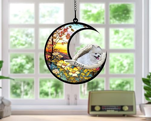 Miniatura 166 de Chow Chow Dog Memorial Suncatcher, adorno de Navidad Chow Chow con nombre, atrapador de pérdida de mascotas, regalos para los amantes de los perros