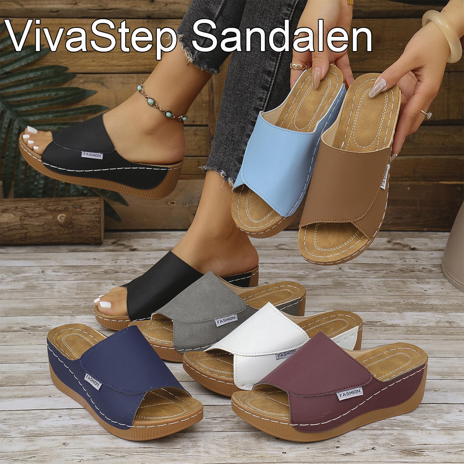 VivaStep Sandalen - Ergonomische & rutschfeste Sandalen zur Schmerzlinderung, Orthopädische Damenpantoffel mit Offener Zehenpartie