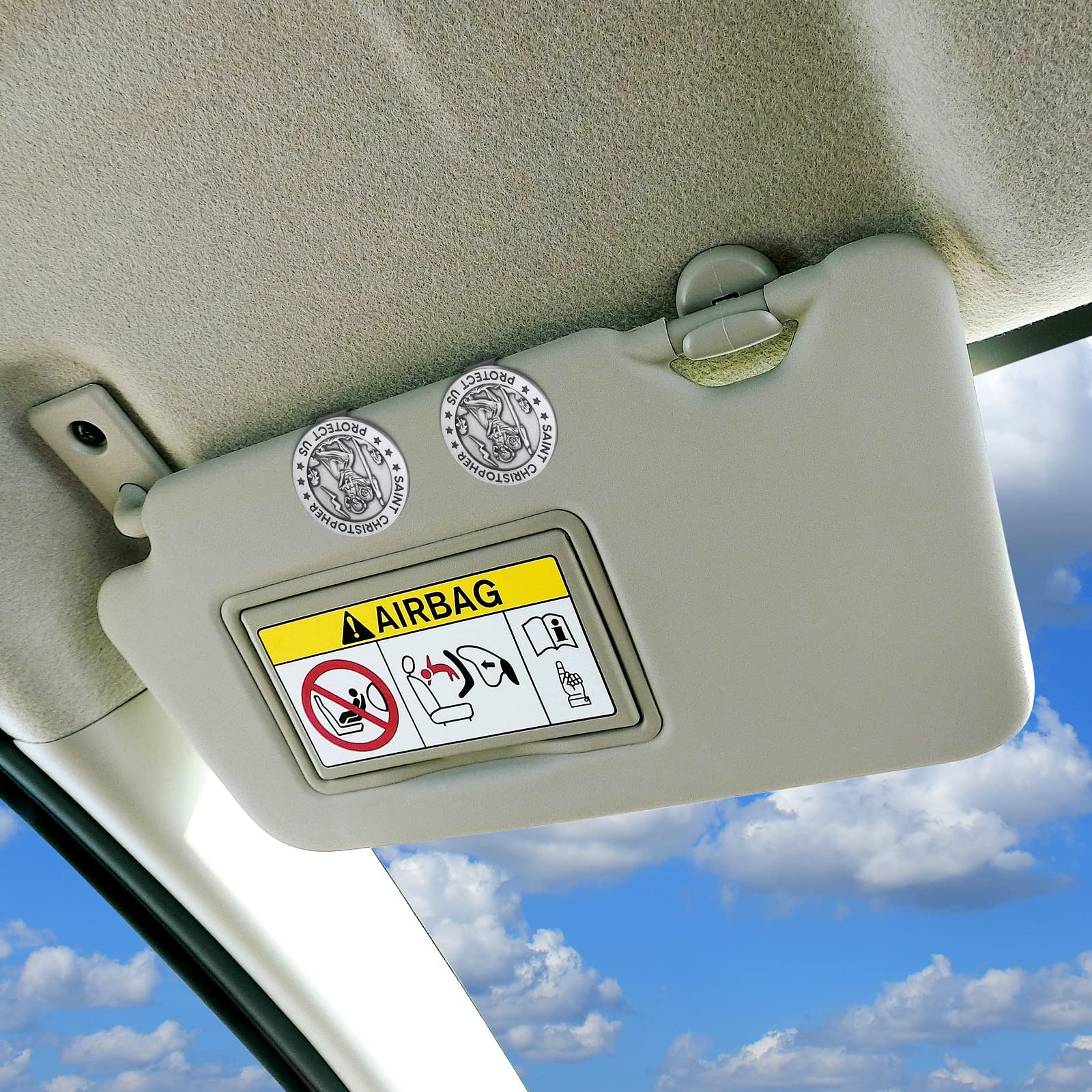 Tallew 4 Pieces St Christopher Medals for Car Religious Car Visor Clips Catholic St Christopher Automotive Car Medals — view 5