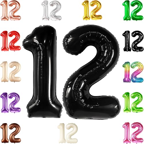 Vista 36 de KatchOn, Globo verde oscuro del número 12, 40 pulgadas, globos verdes del número 12 para decoraciones de cumpleaños de 12