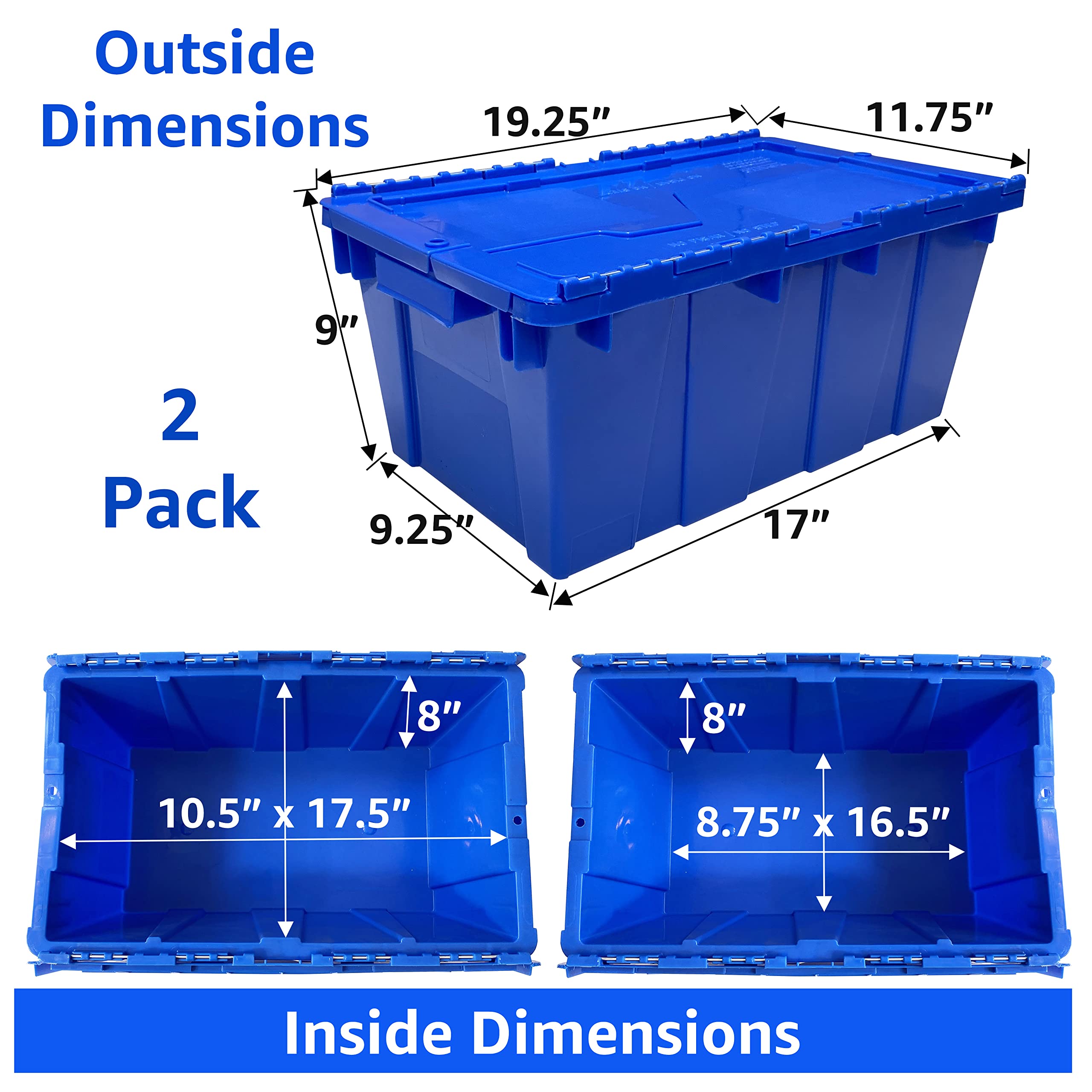 Stackable Crates Blue Snapklik.com : UBMOVE Heavy Duty Stackable Crates, 2 Pack, Blue ...