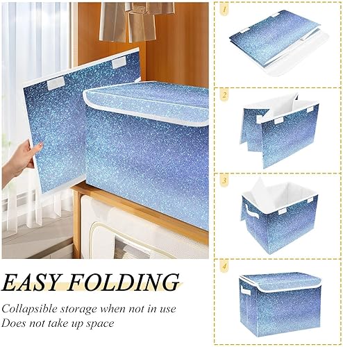 Miniatura 4 de GAIGEO Navy Pastel Blue Glitter Gradient Closet Organizer, Large Capacity Storage Boxes, Storage Baskets for Organizing