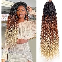 Goddess Locs Crochet Hair 22Inch 6Packs Crochet Locs,Boho Faux Loc With Curly Ends Bohemian Loc Crochet Hair for Black Women(1B/30/613, 22inch)