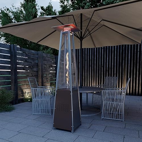 Miniatura 53 de Pamapic - Calentador de patio con funda, de llama piramidal, 48000 unidades térmicas británicas (BTU), tubo de vidrio de cuarzo, para patio al aire