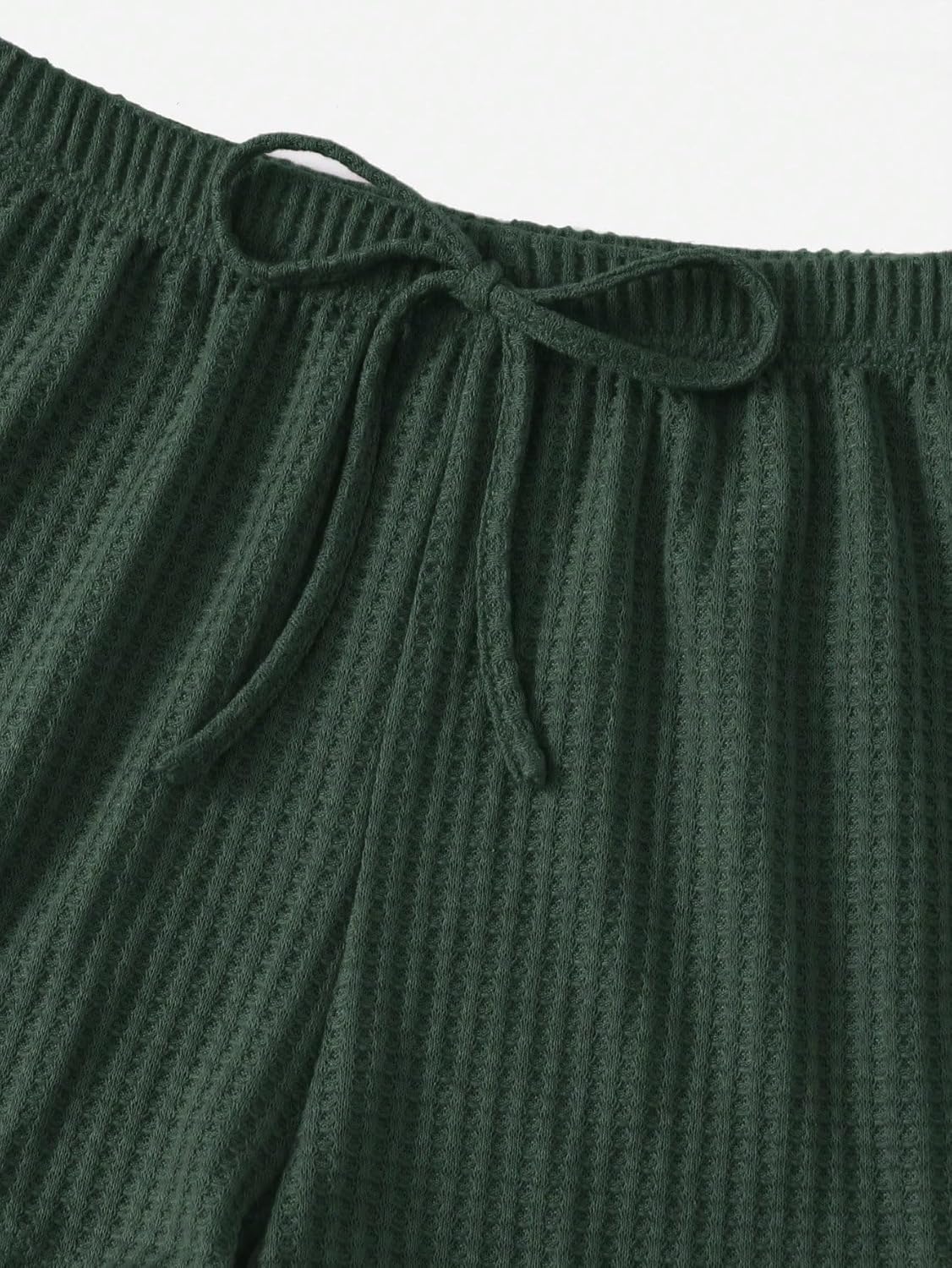 COZYEASE Women's 3 Piece Lounge Sets Ribbed Knit Cami Top Long Sleeve Tee Shirts and Shorts Pajama Sets - Image 4