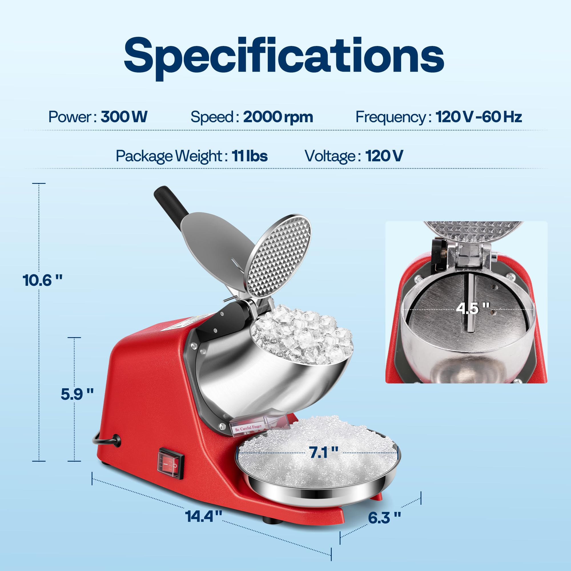 VIVOHOME Ice Shaver - Fast Ice Crusher -8 VIVOHOME Ice Shaver - Fast Ice Crusher -8