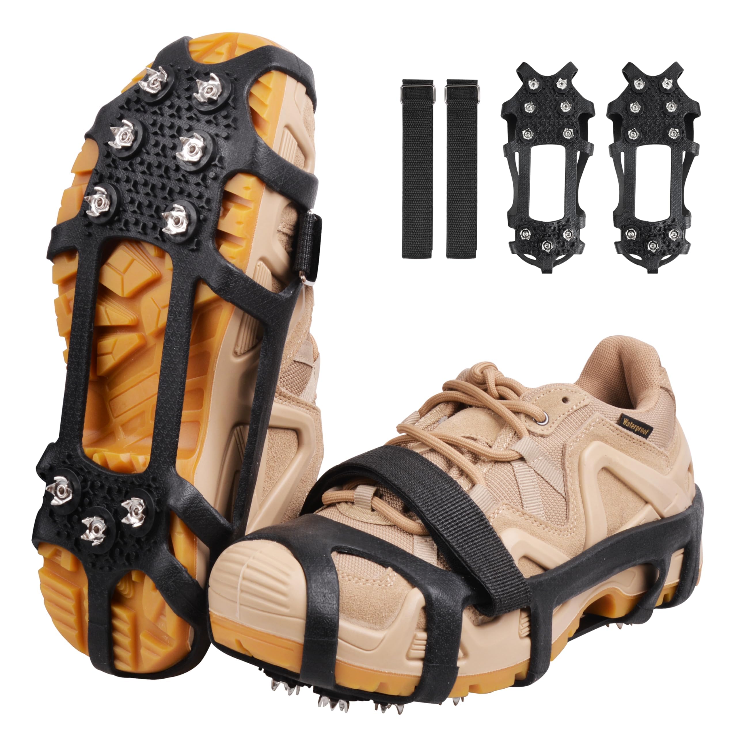 Ice Snow Cleats for Shoes and Boots,Snow Walk Traction Cleats Crampons Non-Slip 9 Point Cleats Ice Grippers Overshoe for Women Men Kids Winter Hiking Climbing Walking(M)