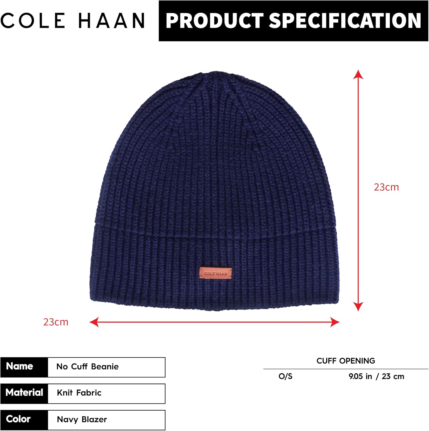 Cole Haan Men's Knit Beanie - No Cuff Design