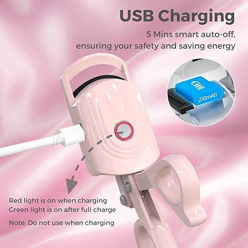 Miniatura 6 de Rizador de pestañas calentado, rizador de pestañas eléctrico, 3 modos de calentamiento, rizador de pestañas portátil recargable, rizador de pestañas