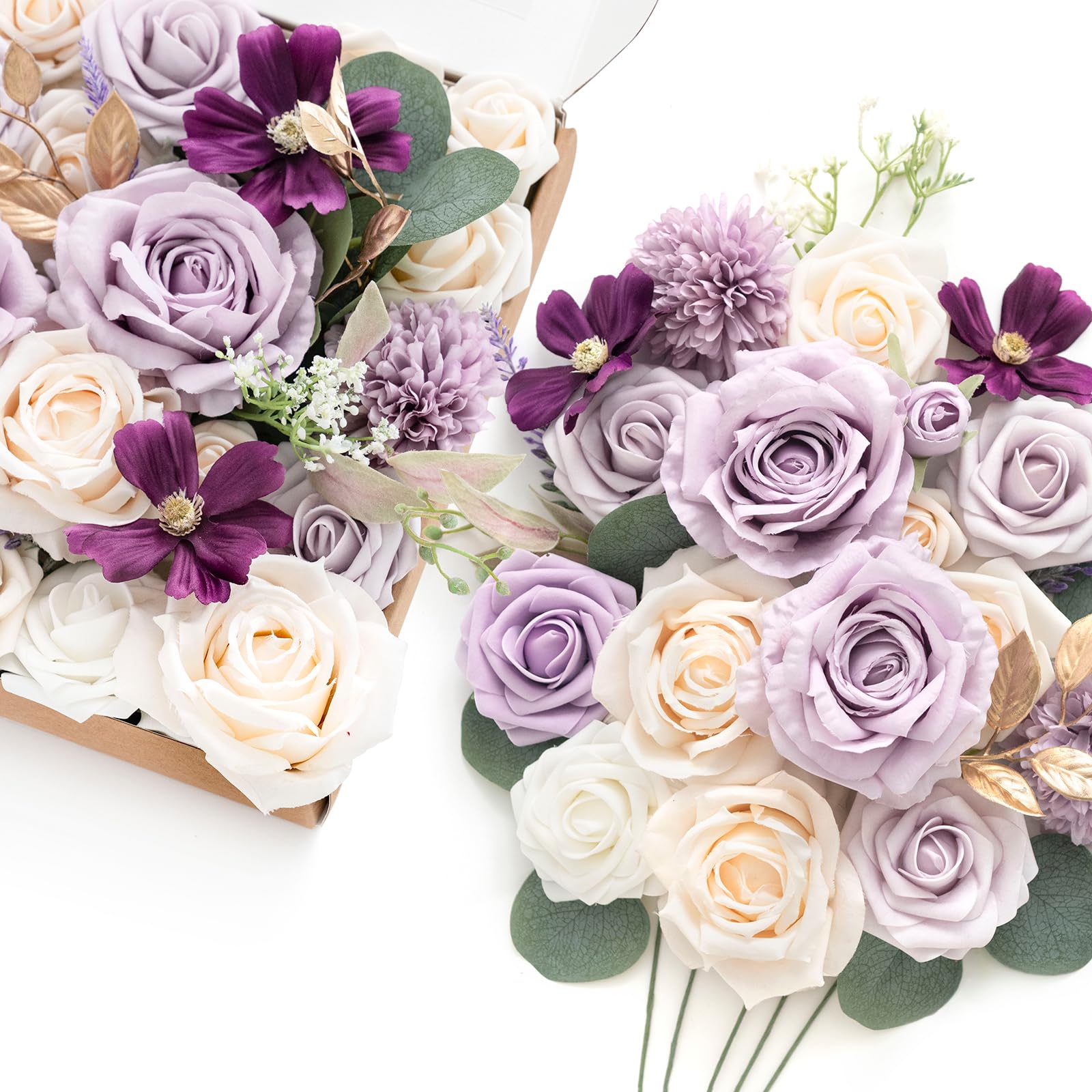 Amazon.com: Lings Moment Elegant Lilac&Cream Artificial Wedding Flowers  Purple Decoration for Wedding Bouquets Centerpieces Flower Arrangements :  Home & Kitchen