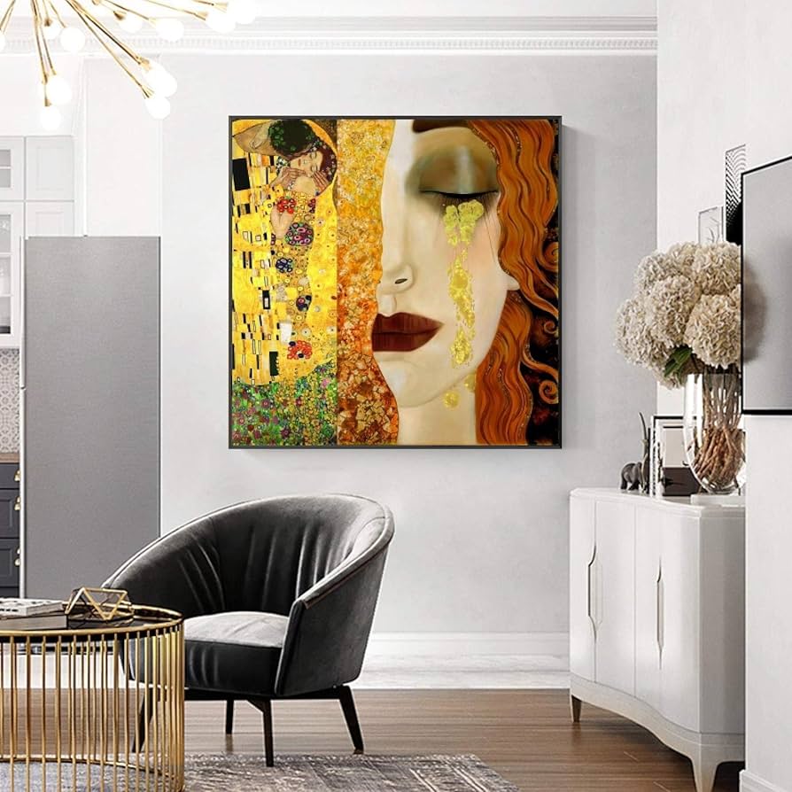 Amazon.co.jp: グスタフクリムトのキスと涙壁のアートポスターと