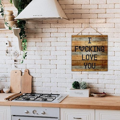 Vista 17 de Durx-litecrete ra de Campo para parejas, con tema de Aniversario con Texto en I Fucking Love You Love, arte para colgar en la pared, placa