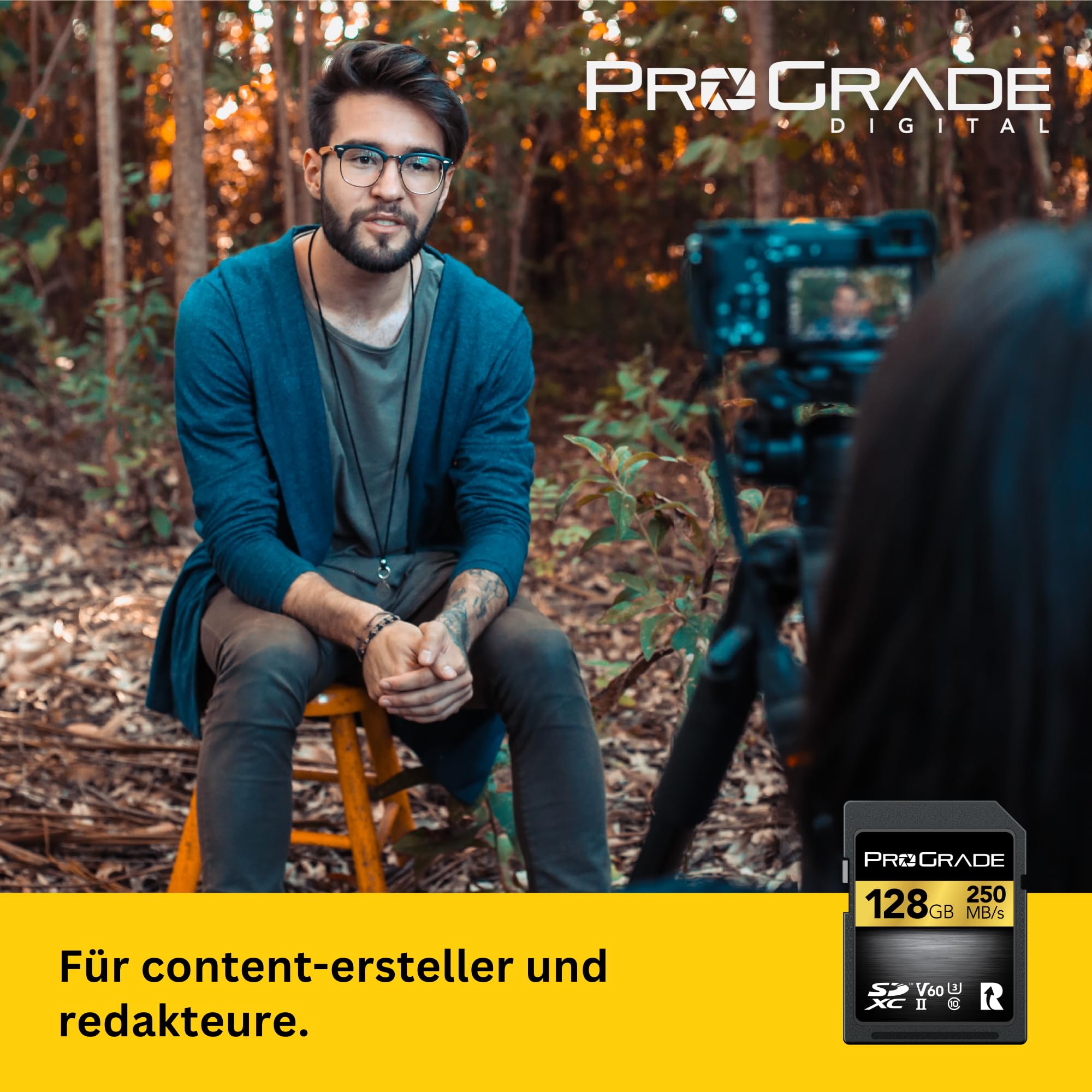 SD UHS-II 128 GB Karte V60 - Schreibgeschwindigkeit bis zu 130MB/s und Lesegeschwindigkeit von 250MB/s | Für professionelle Filmemacher, Fotografen und Kuratoren von Inhalten - von Prograde Digital