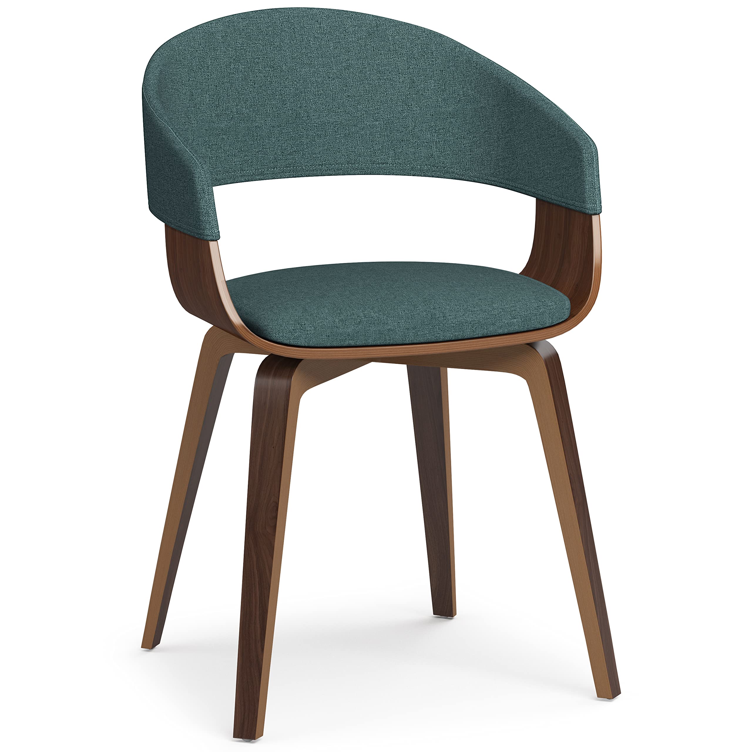 SIMPLIHOME Lowell Mid Century Modern Bentwood Dining Chair in Light Turquoise Blue Linen Look Fabric, For the Dining Room