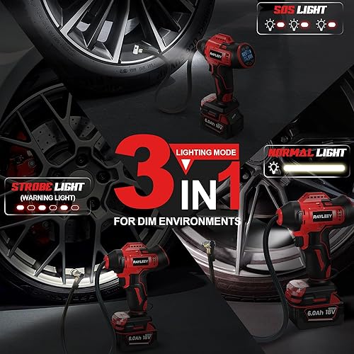 Miniatura 6 de Inflador de neumáticos inalámbrico para batería Milwaukee de 18 V solo herramienta, compresor de aire portátil de 160 PSI con medidor de presión,