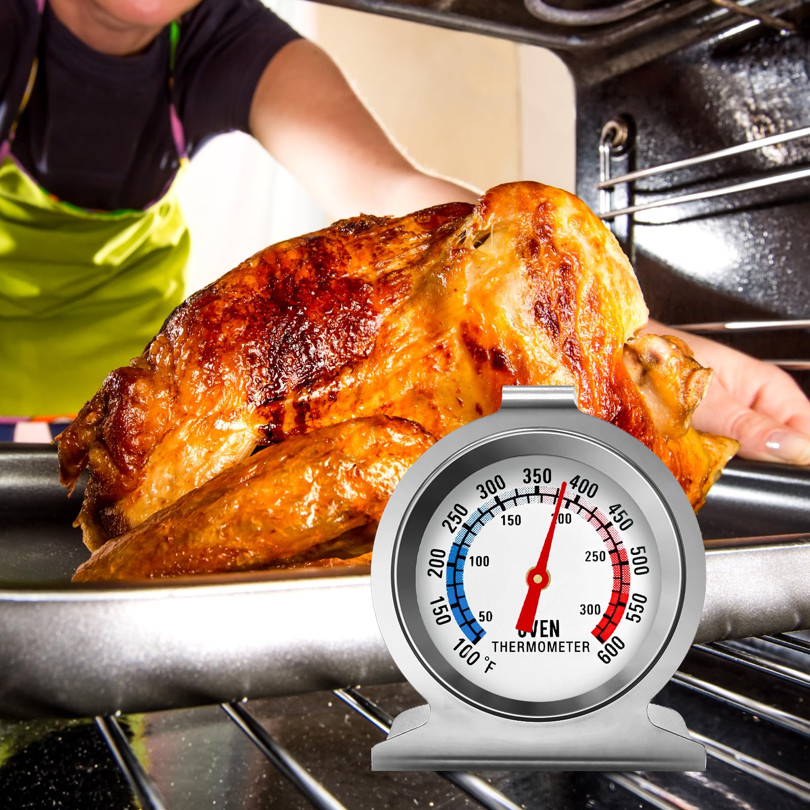 Ofenthermometer, 50–300 °C, sofortiges Ablesen, Edelstahl, Küchenthermometer, Ofentemperaturanzeige für Grill, Backen, Grill, Smoker, 10 Stück