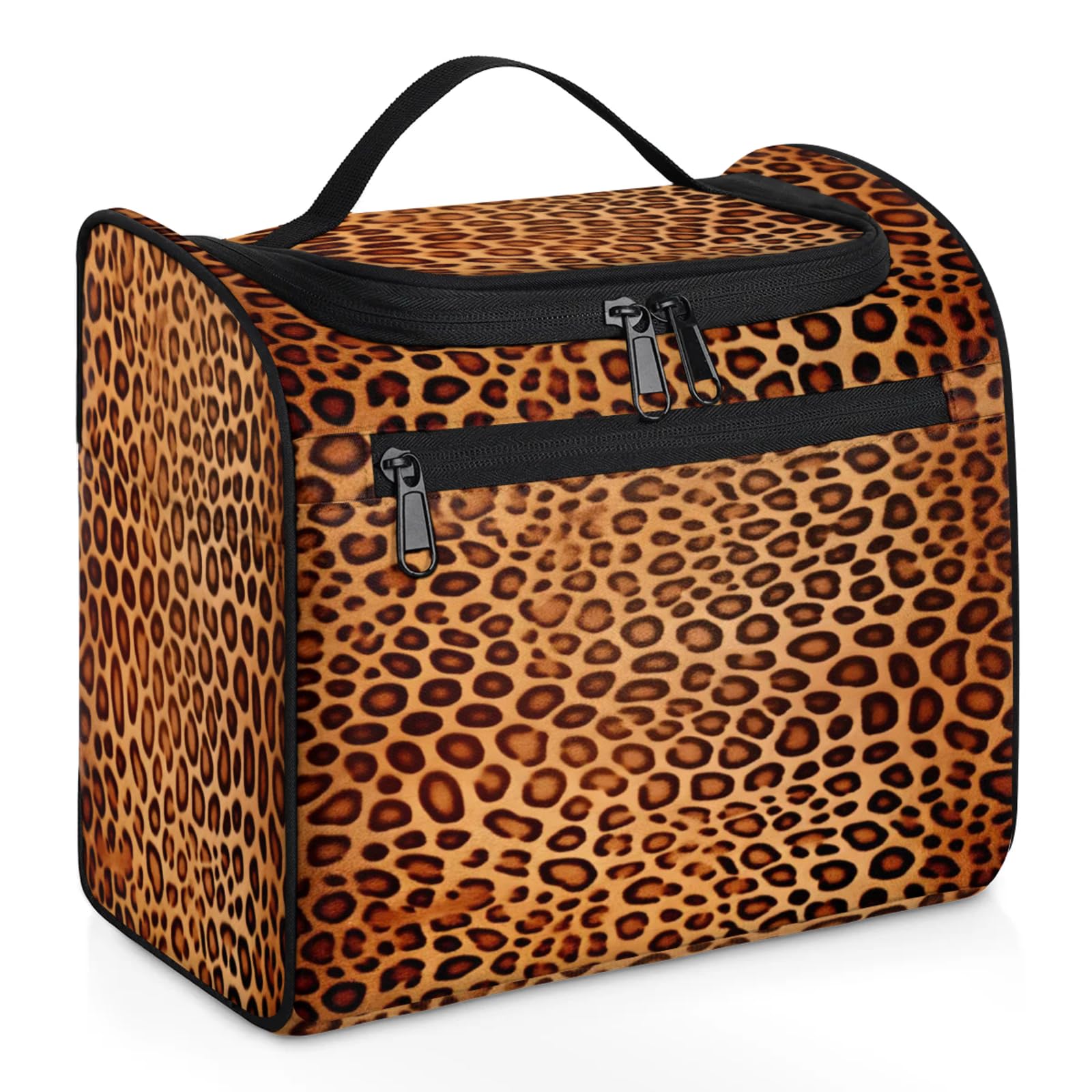 cfpolar Toiletry Bag for Women, Leopard Cheetah Hanging Travel Toiletry Bag, Water-resistant Cosmetic Makeup Organizer for Toiletries and Cosmetics,