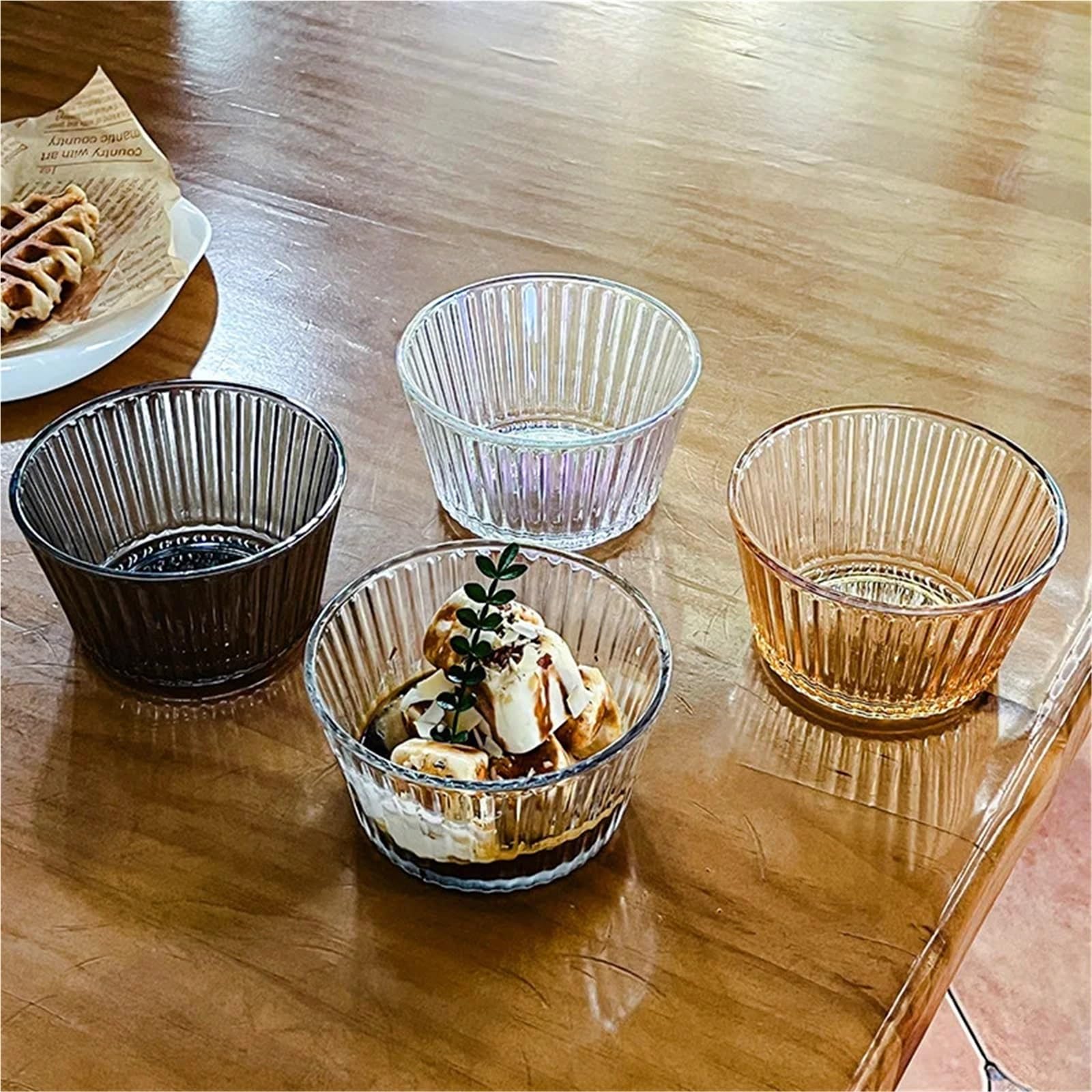 Coppe Gelato Ciotola for Cereali da Colazione in Vetro da 3 Pezzi, Ciotola for Yogurt, Frutta, budino, Tazza da Dessert, Ciotola for Snack per Dessert(Champagne)