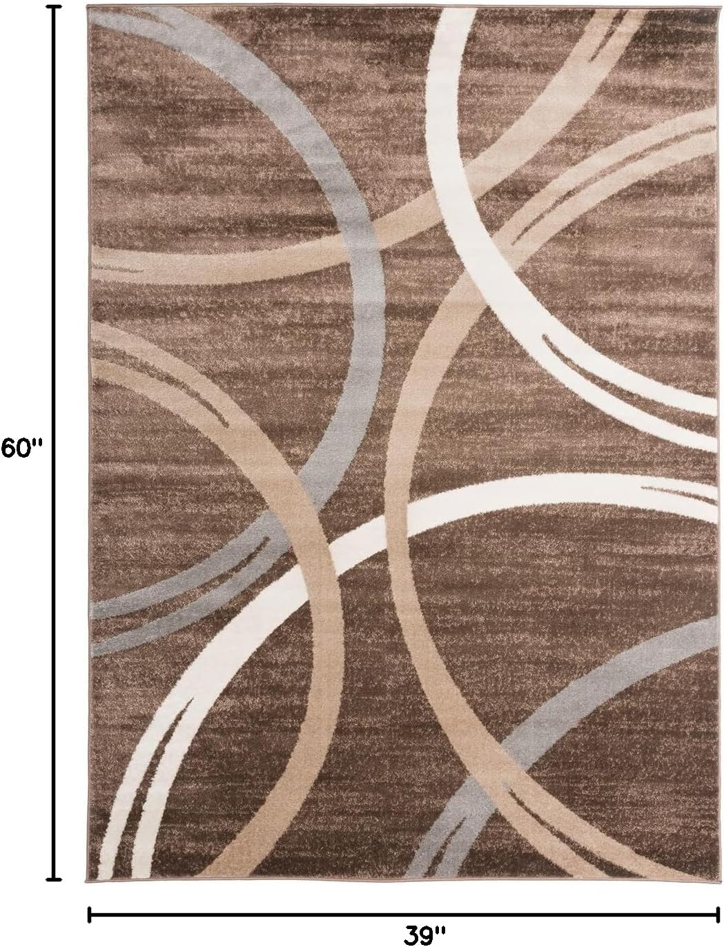 Brown Abstract Circles Design Easy Care Area Rug