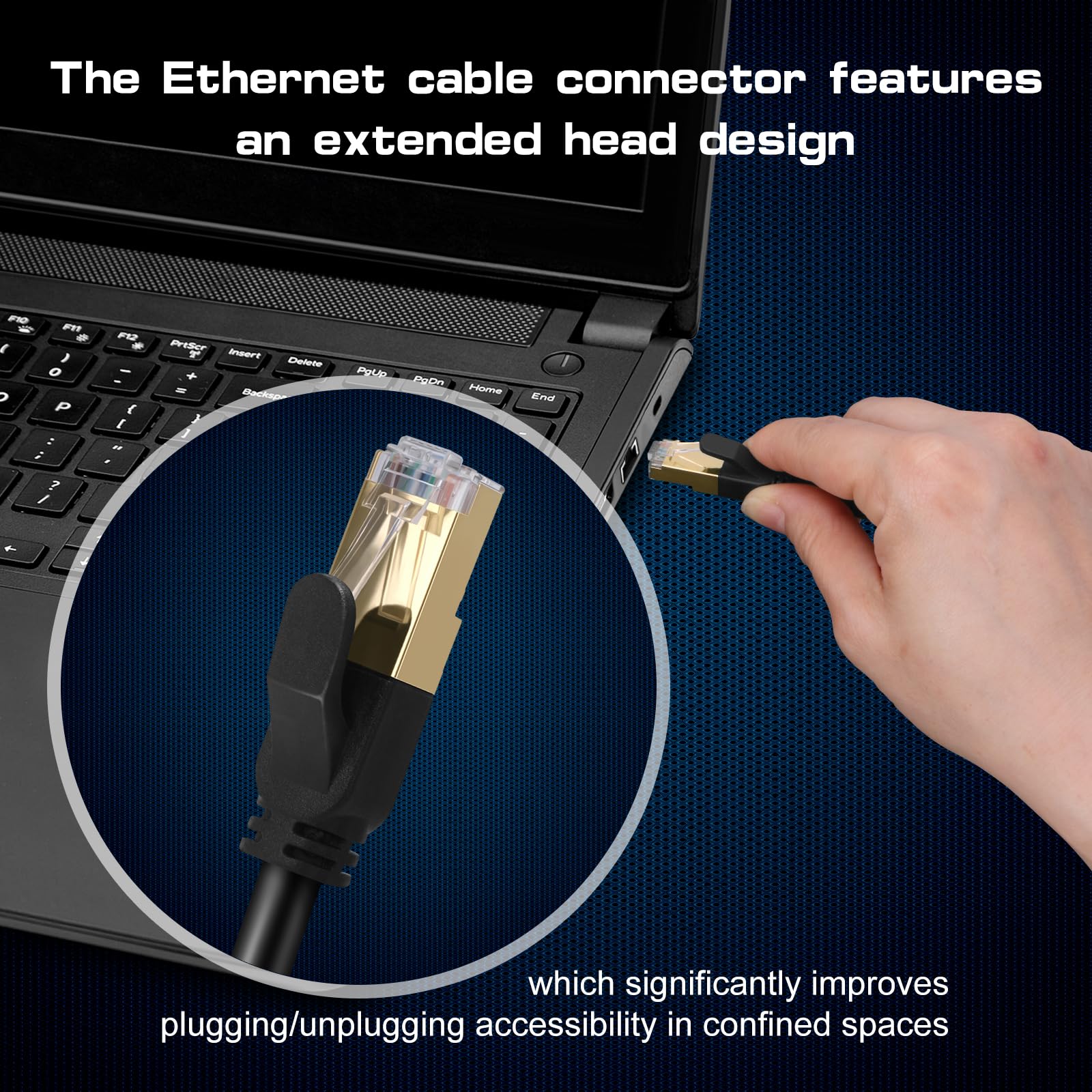 Cavo Ethernet Cat 8, 50 m, resistente, ad alta velocità, con connettori RJ45 placcati oro, 26 AWG, 2000 MHz, per interni ed esterni, per modem, router, PC da gioco