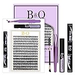 B&Q Lash Clusters Kit 280PCS Eyelash Clusters Kit,30D 50D D 9-16MIX Individual Lash Comfortable Eyelash Extension Set, Classic Look with Bond and Seal Waterproof, Remover DIY at Home(Set,30D50D)