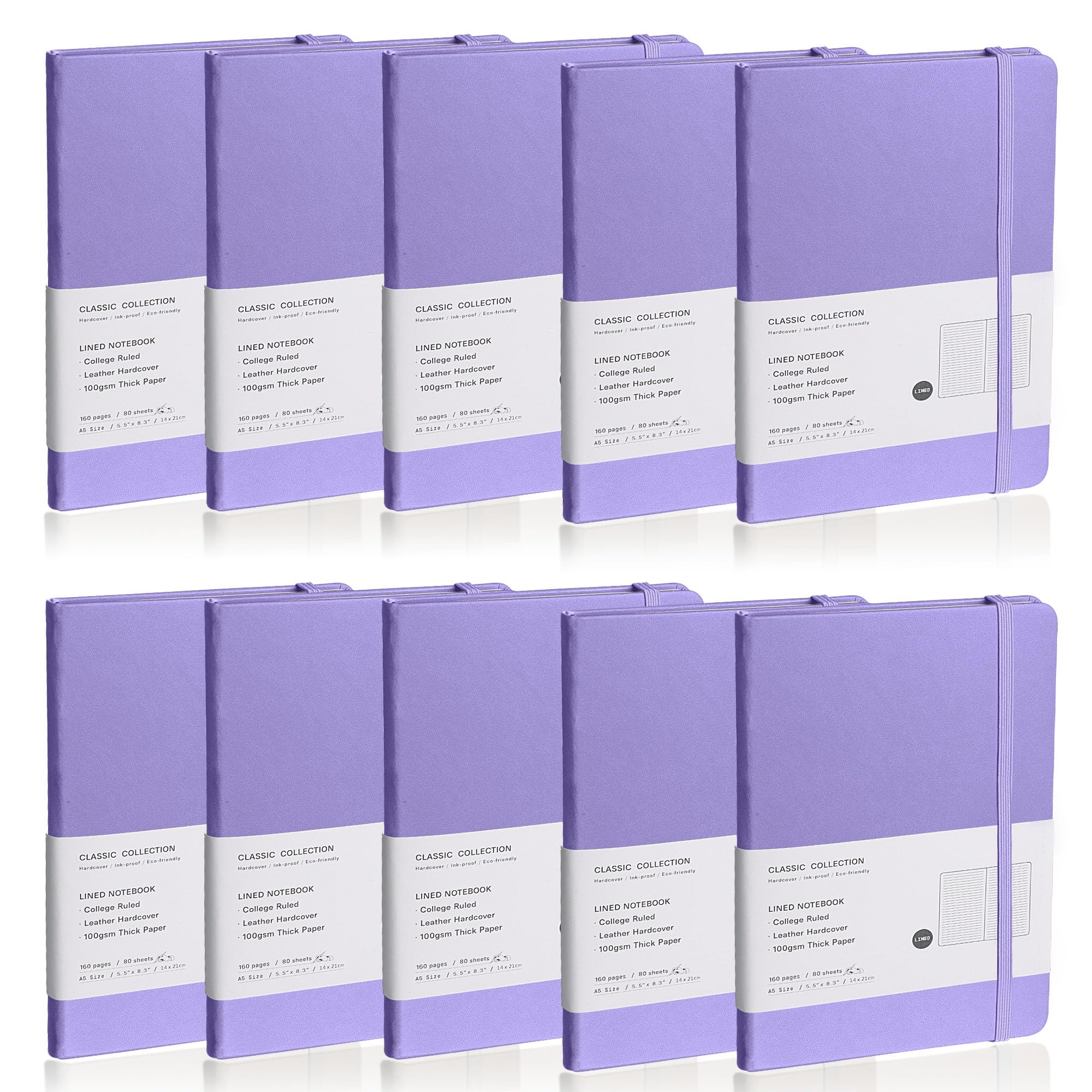 EMOMAS Lined Journal Notebook, 10Pack Hardcover Notebook for Men & Women – Journals for Writing, Work, School, Home & Daily Notes, 160 Pages – Medium